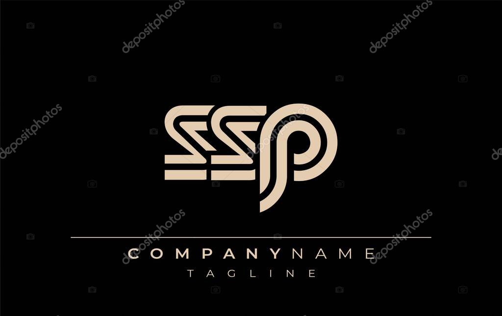 SSP Creative Unique Modern Letter Logo Design. Stylized logo featuring a unique letter design, presenting abstract minimalist aesthetics and modern appeal.