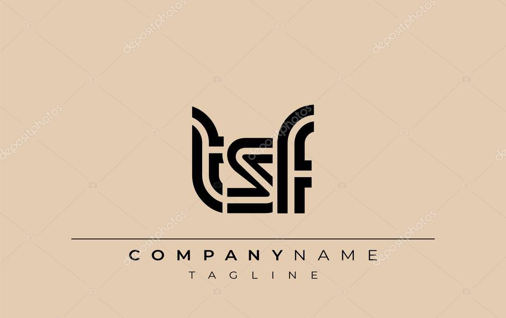 TSF Creative Unique Modern Letter Logo Design. Stylized logo featuring a unique letter design, presenting abstract minimalist aesthetics and modern appeal.