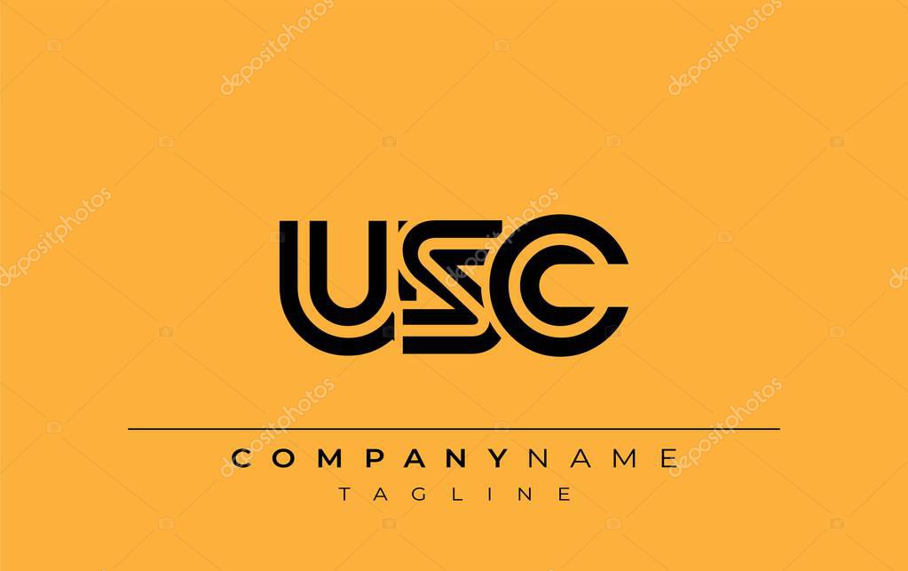 USC Creative Unique Modern Letter Logo Design. Stylized logo featuring a unique letter design, presenting abstract minimalist aesthetics and modern appeal.