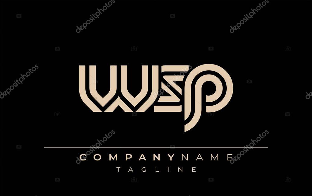 WSP Creative Unique Modern Letter Logo Design. Stylized logo featuring a unique letter design, presenting abstract minimalist aesthetics and modern appeal.