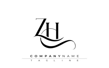 Baş harfleri ZH Logo Tasarım Vektörü. Dekoratif Elementler ve Typography ile Zarif Monogram Logo Tasarımı
