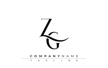 Baş ZG Logo Tasarım Vektörü. Dekoratif Elementler ve Typography ile Zarif Monogram Logo Tasarımı