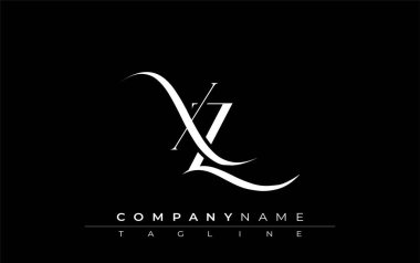 İlk XZ Logo Tasarım Vektörü. Dekoratif Elementler ve Typography ile Zarif Monogram Logo Tasarımı