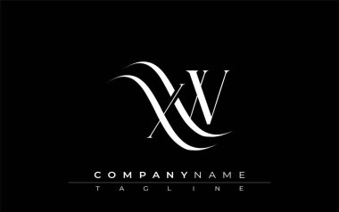 İlk XW Logo Tasarım Vektörü. Dekoratif Elementler ve Typography ile Zarif Monogram Logo Tasarımı