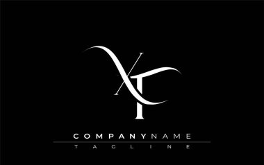 İlk XT Logo Tasarım Vektörü. Dekoratif Elementler ve Typography ile Zarif Monogram Logo Tasarımı
