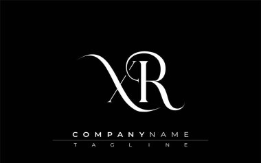 İlk XR Logo Tasarım Vektörü. Dekoratif Elementler ve Typography ile Zarif Monogram Logo Tasarımı