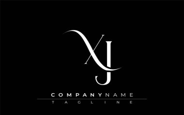 İlk XJ Logo Tasarım Vektörü. Dekoratif Elementler ve Typography ile Zarif Monogram Logo Tasarımı
