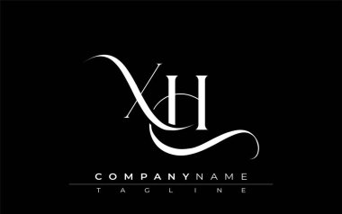 İlk XH Logo Tasarım Vektörü. Dekoratif Elementler ve Typography ile Zarif Monogram Logo Tasarımı