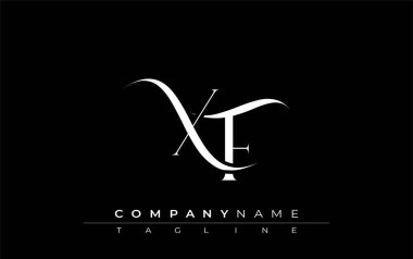 İlk XF Logo Tasarım Vektörü. Dekoratif Elementler ve Typography ile Zarif Monogram Logo Tasarımı