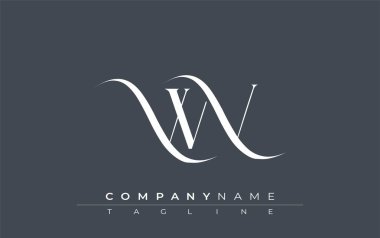İlk WV Logo Tasarım Vektörü. Dekoratif Elementler ve Typography ile Zarif Monogram Logo Tasarımı