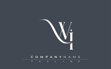 İlk WI Logo Tasarım Vektörü. Dekoratif Elementler ve Typography ile Zarif Monogram Logo Tasarımı