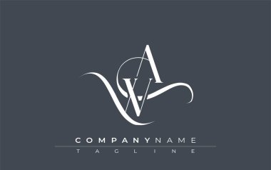 İlk WA Logo Tasarım Vektörü. Dekoratif Elementler ve Typography ile Zarif Monogram Logo Tasarımı