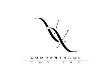 İlk VX Logo Tasarım Vektörü. Dekoratif Elementler ve Typography ile Zarif Monogram Logo Tasarımı