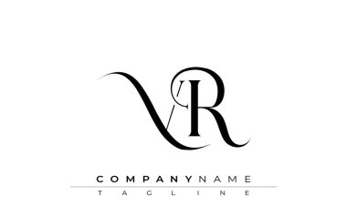 İlk VR Logo Tasarım Vektörü. Dekoratif Elementler ve Typography ile Zarif Monogram Logo Tasarımı