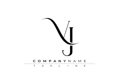İlk VJ Logo Tasarım Vektörü. Dekoratif Elementler ve Typography ile Zarif Monogram Logo Tasarımı