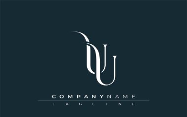 İlk UU Logo Tasarım Vektörü. Dekoratif Elementler ve Typography ile Zarif Monogram Logo Tasarımı