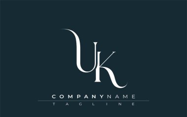 Birleşik Krallık Logo Tasarım Vektörü. Dekoratif Elementler ve Typography ile Zarif Monogram Logo Tasarımı