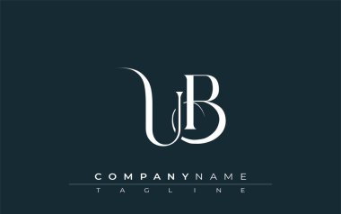 İlk UB Logo Tasarım Vektörü. Dekoratif Elementler ve Typography ile Zarif Monogram Logo Tasarımı