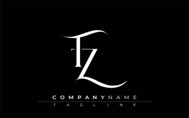 İlk TZ Logo Tasarım Vektörü. Dekoratif Elementler ve Typography ile Zarif Monogram Logo Tasarımı