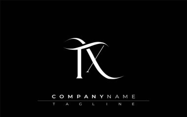 İlk TX Logo Tasarım Vektörü. Dekoratif Elementler ve Typography ile Zarif Monogram Logo Tasarımı