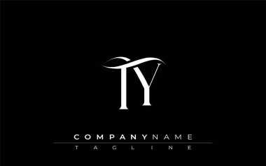 TY Logo Tasarım Vektörü. Dekoratif Elementler ve Typography ile Zarif Monogram Logo Tasarımı