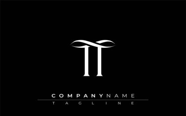 İlk TT Logo Tasarım Vektörü. Dekoratif Elementler ve Typography ile Zarif Monogram Logo Tasarımı