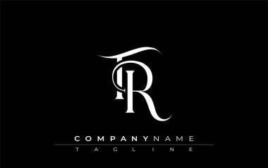 İlk TR Logo Tasarım Vektörü. Dekoratif Elementler ve Typography ile Zarif Monogram Logo Tasarımı