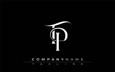 İlk TP Logo Tasarım Vektörü. Dekoratif Elementler ve Typography ile Zarif Monogram Logo Tasarımı