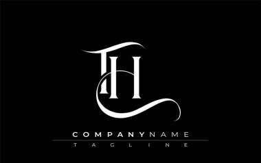 TH Logo Tasarım Vektörü. Dekoratif Elementler ve Typography ile Zarif Monogram Logo Tasarımı