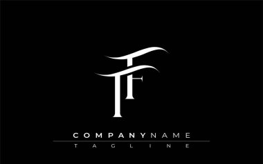 Baş TF Logo Tasarım Vektörü. Dekoratif Elementler ve Typography ile Zarif Monogram Logo Tasarımı