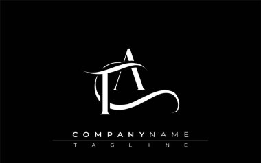 İlk TA Logo Tasarım Vektörü. Dekoratif Elementler ve Typography ile Zarif Monogram Logo Tasarımı