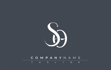 SO Logo Tasarım Vektörü. Dekoratif Elementler ve Typography ile Zarif Monogram Logo Tasarımı