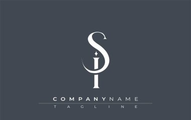 İlk SI Logo Tasarım Vektörü. Dekoratif Elementler ve Typography ile Zarif Monogram Logo Tasarımı