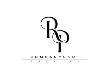 İlk RP Logo Tasarım Vektörü. Dekoratif Elementler ve Typography ile Zarif Monogram Logo Tasarımı