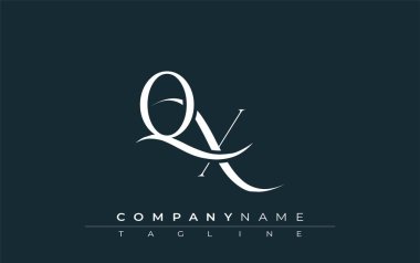 Baş QX Logo Tasarım Vektörü. Dekoratif Elementler ve Typography ile Zarif Monogram Logo Tasarımı