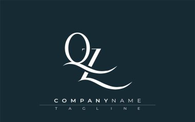 QZ Logo Tasarım Vektörü. Dekoratif Elementler ve Typography ile Zarif Monogram Logo Tasarımı