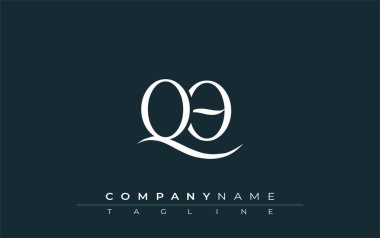 Baş QO Logo Tasarım Vektörü. Dekoratif Elementler ve Typography ile Zarif Monogram Logo Tasarımı