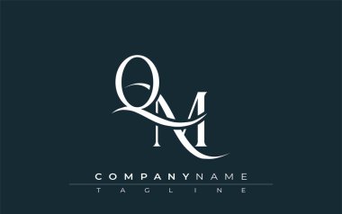 Baş QM Logo Tasarım Vektörü. Dekoratif Elementler ve Typography ile Zarif Monogram Logo Tasarımı