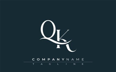 QK Logo Tasarım Vektörü. Dekoratif Elementler ve Typography ile Zarif Monogram Logo Tasarımı