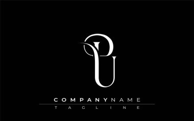 Baş PU Logo Tasarım Vektörü. Dekoratif Elementler ve Typography ile Zarif Monogram Logo Tasarımı