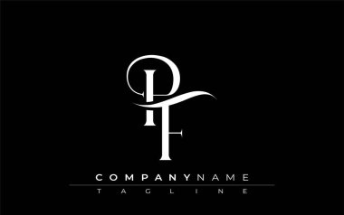 Baş PF Logo Tasarım Vektörü. Dekoratif Elementler ve Typography ile Zarif Monogram Logo Tasarımı