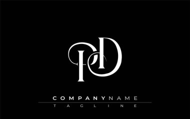 İlk PD Logo Tasarım Vektörü. Dekoratif Elementler ve Typography ile Zarif Monogram Logo Tasarımı