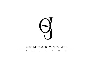 Baş harfleri OJ Logo Tasarım Vektörü. Dekoratif Elementler ve Typography ile Zarif Monogram Logo Tasarımı