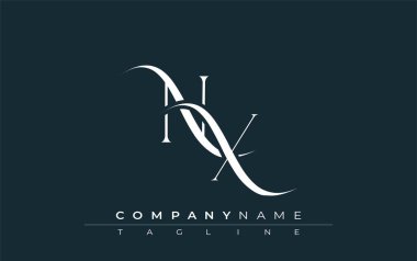 Baş NX Logo Tasarım Vektörü. Dekoratif Elementler ve Typography ile Zarif Monogram Logo Tasarımı