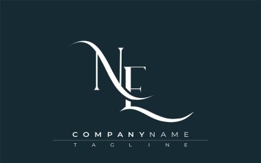 Baş harfleri NE Logo Tasarım Vektörü. Dekoratif Elementler ve Typography ile Zarif Monogram Logo Tasarımı