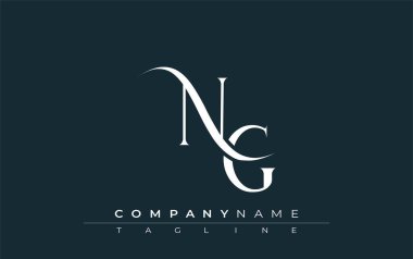 Baş NG Logo Tasarım Vektörü. Dekoratif Elementler ve Typography ile Zarif Monogram Logo Tasarımı