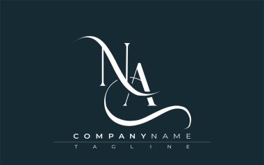 İlk NA Logo Tasarım Vektörü. Dekoratif Elementler ve Typography ile Zarif Monogram Logo Tasarımı