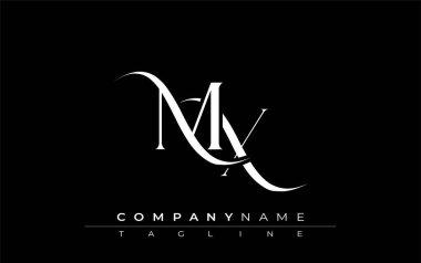 İlk MX Logo Tasarım Vektörü. Dekoratif Elementler ve Typography ile Zarif Monogram Logo Tasarımı