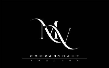 İlk MV Logo Tasarım Vektörü. Dekoratif Elementler ve Typography ile Zarif Monogram Logo Tasarımı