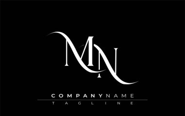 İlk MN Logo Tasarım Vektörü. Dekoratif Elementler ve Typography ile Zarif Monogram Logo Tasarımı